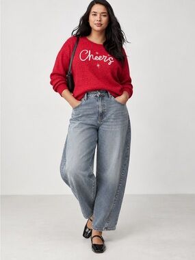 torrid Red 'Cheers' Flare Knit Sweater